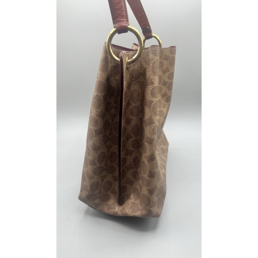 COACH Willow Bucket Bag Signature  Brown Canvas Turn-Lock 10x10x6 Authentic Cert - Picture 8 of 16